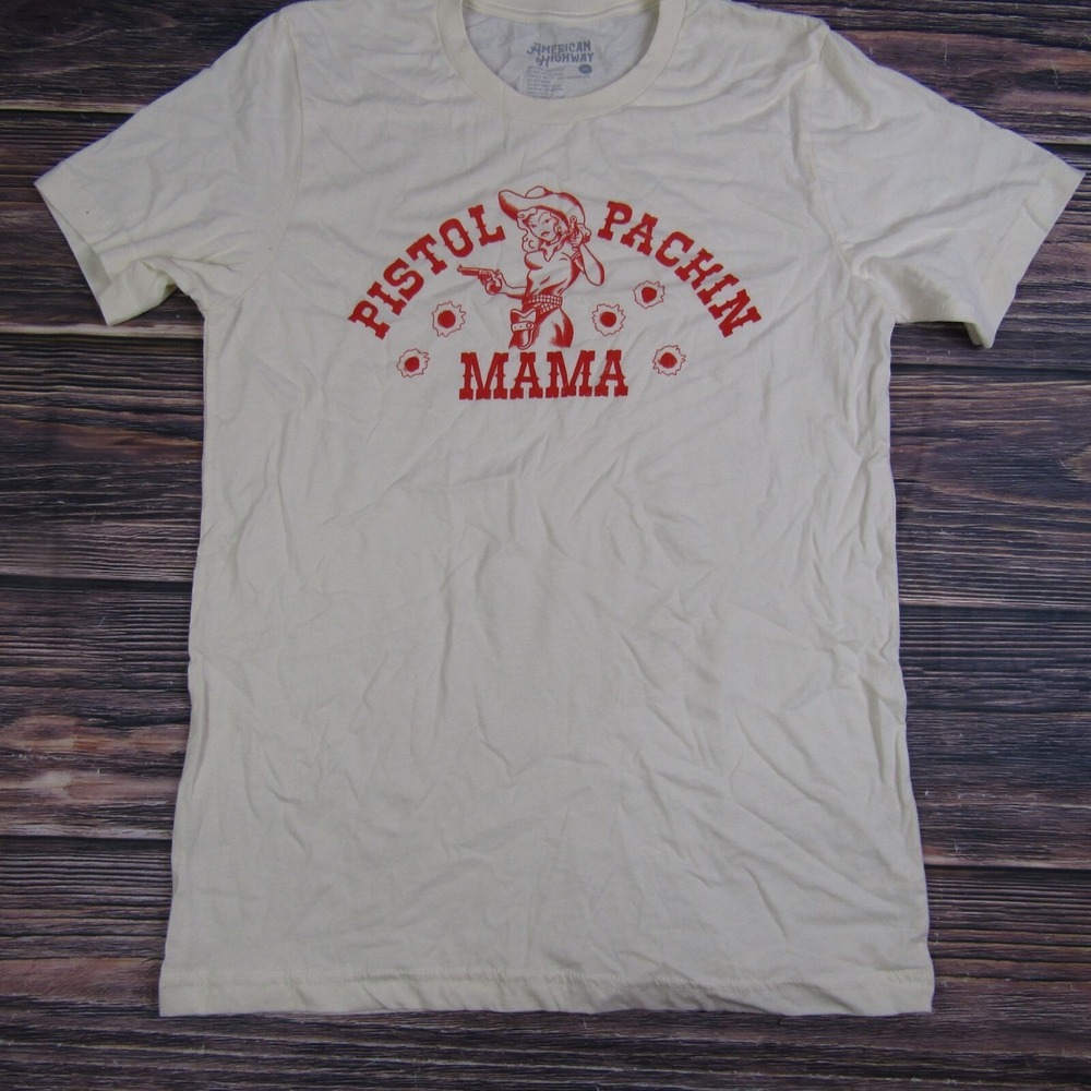 American‎ Highway Adult Unisex Medium Black T Shirt Pistol Packin Mama Country